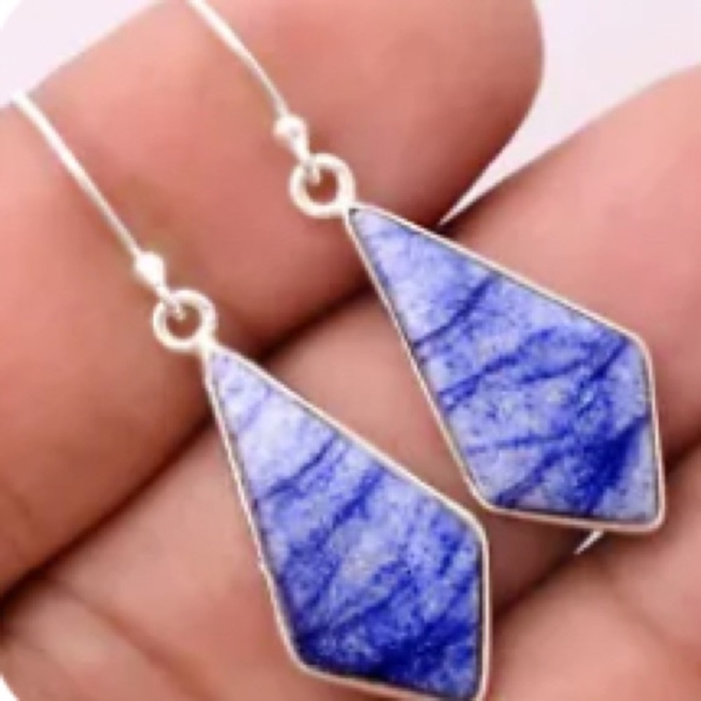 Rare Dumortierite sterling silver earrings